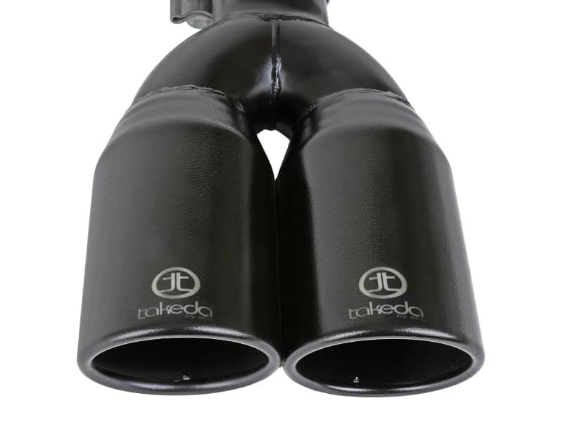 aFe Takeda 304 Stainless Steel Clamp-on Exhaust Tip Black 2-1/2ininlet x 3-1/2in Outlet X 12in L