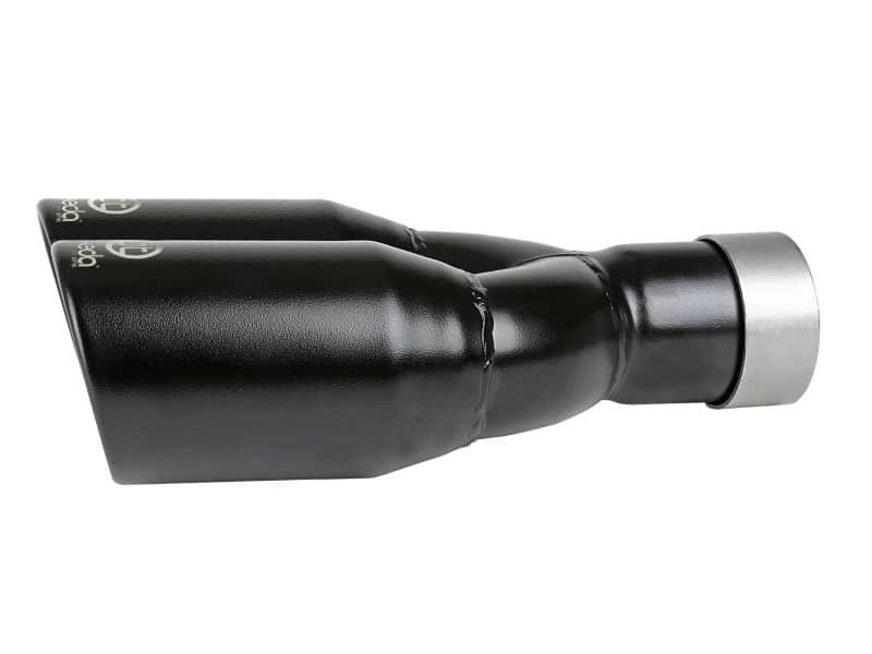 aFe Takeda 304 Stainless Steel Clamp-on Exhaust Tip Black 2-1/2ininlet x 3-1/2in Outlet X 12in L