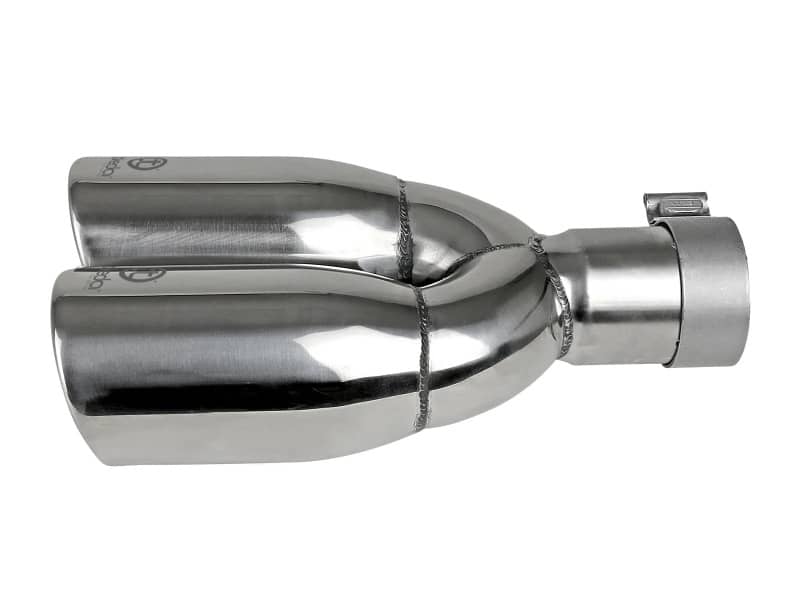aFe Takeda 304 Stainless Steel Clamp-on Exhaust Tip Polished 2-1/2ininlet x 3-1/2in Outlet X 12in L