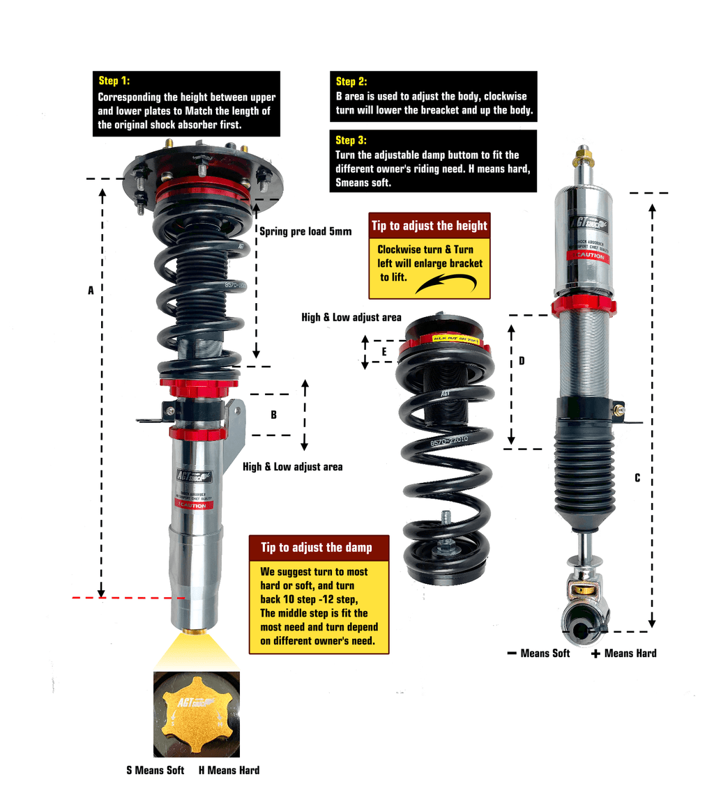 AGT Shock 2013+ I01 i3 Front/ Rear: Inverted Fork - Front Spring Rate: 6K160 Rear Spring Rate: 5K160