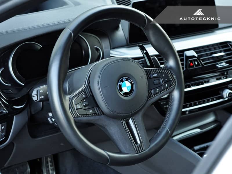 AutoTecknic Carbon Alcantara Steering Wheel Trim - BMW F90 M5 2018-2019