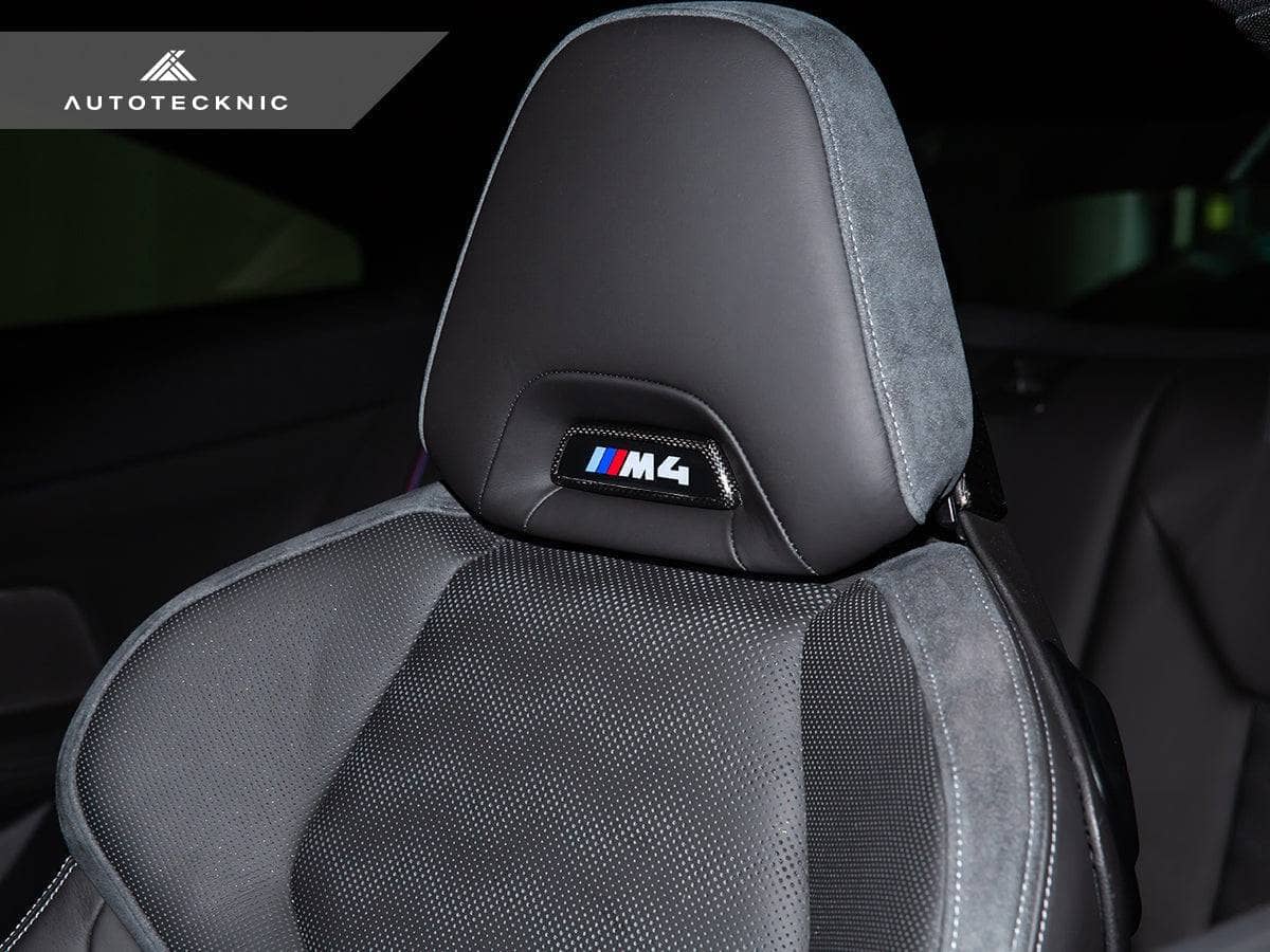 AutoTecknic Dry Carbon Front Seat Illuminated Emblem Surround Set - BMW M