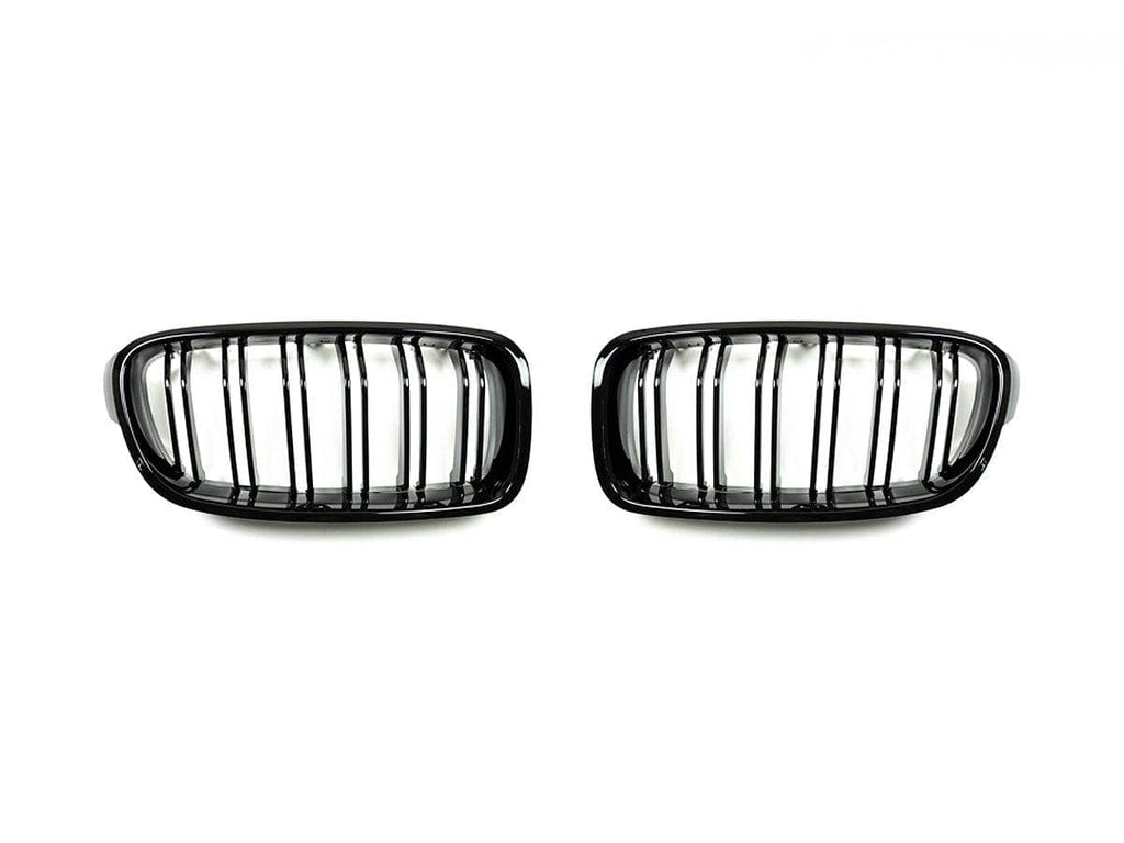 AutoTecknic Dual-Slat Glazing Black Front Grille Set - F30 3-Series