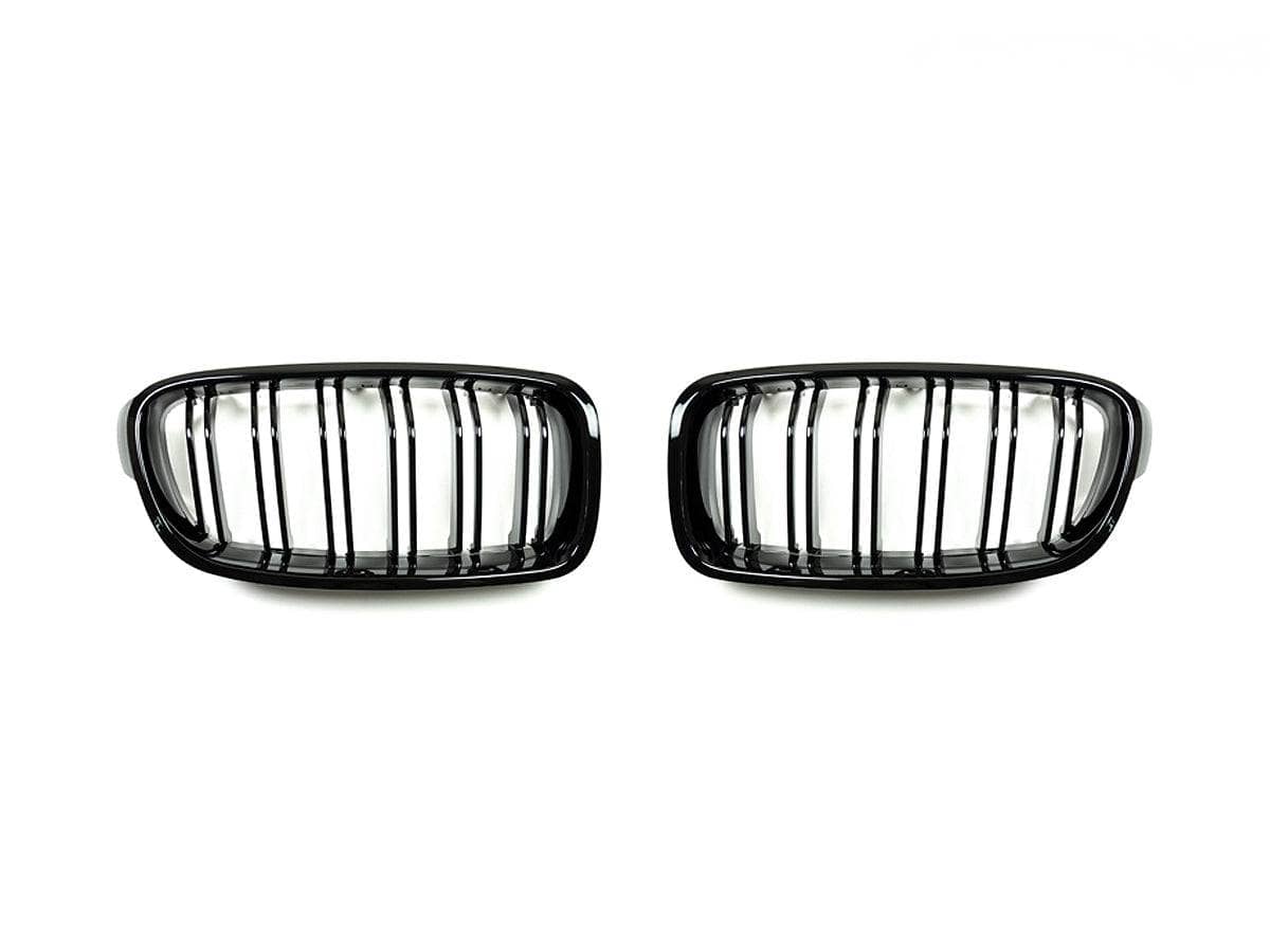 AutoTecknic Dual-Slat Glazing Black Front Grille Set - F30 3-Series