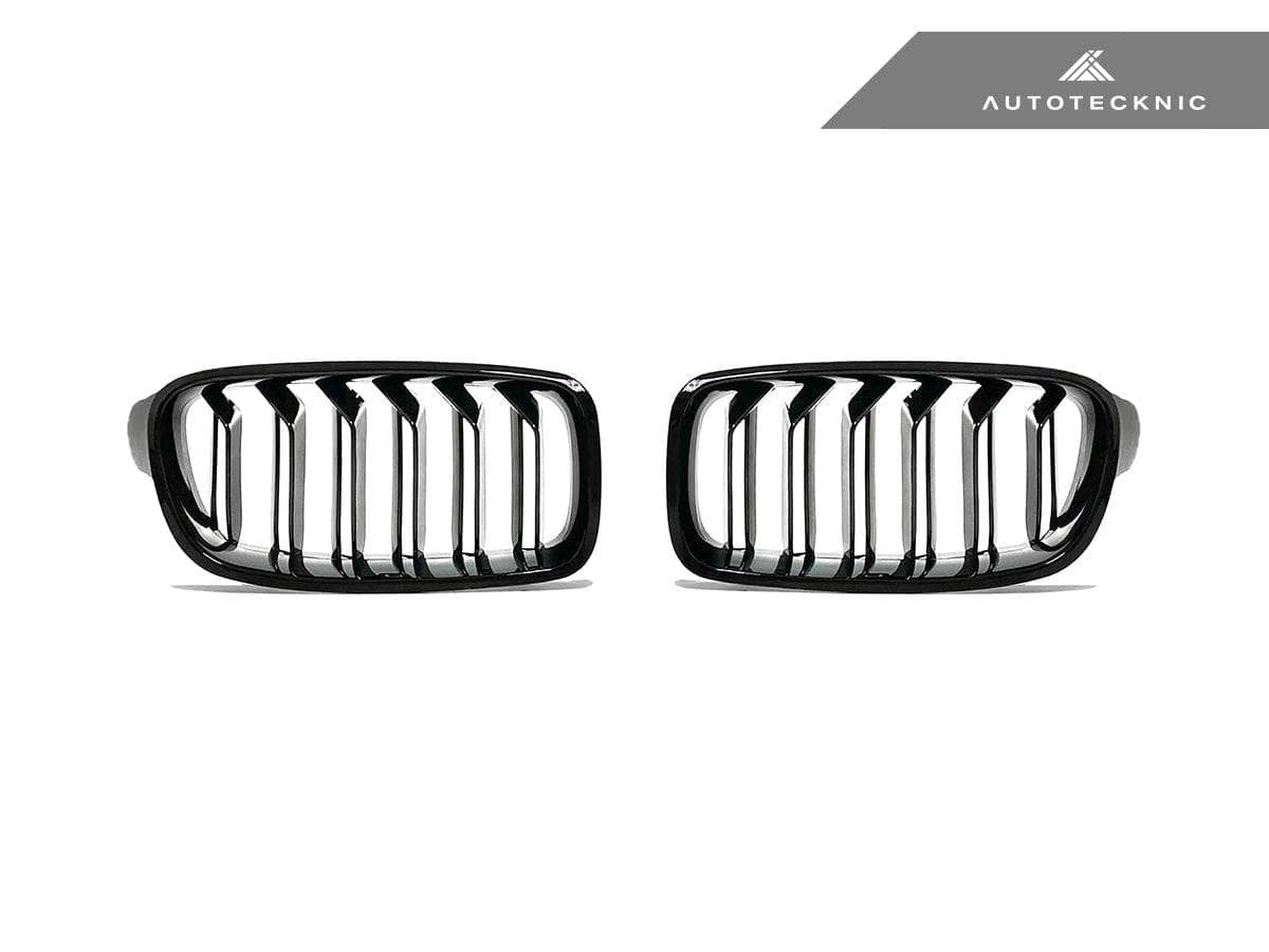 AutoTecknic Dual-Slat Glazing Black Front Grille Set - F30 3-Series