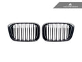 AutoTecknic Dual-Slats Gloss Black Front Grille Set - BMW G01 X3 | G02 X4 Pre-LCI