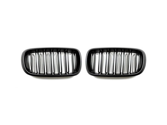 AutoTecknic Dual-Slats Stealth Black Front Grille Set - F15 X5 | F85 X5M & F16 X6 | F86 X6M