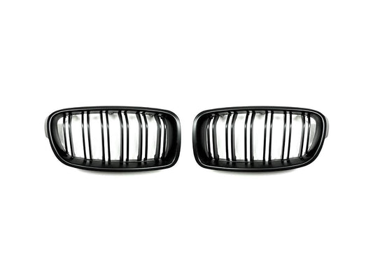 AutoTecknic Dual-Slats Stealth Black Front Grille Set - F30 3-Series