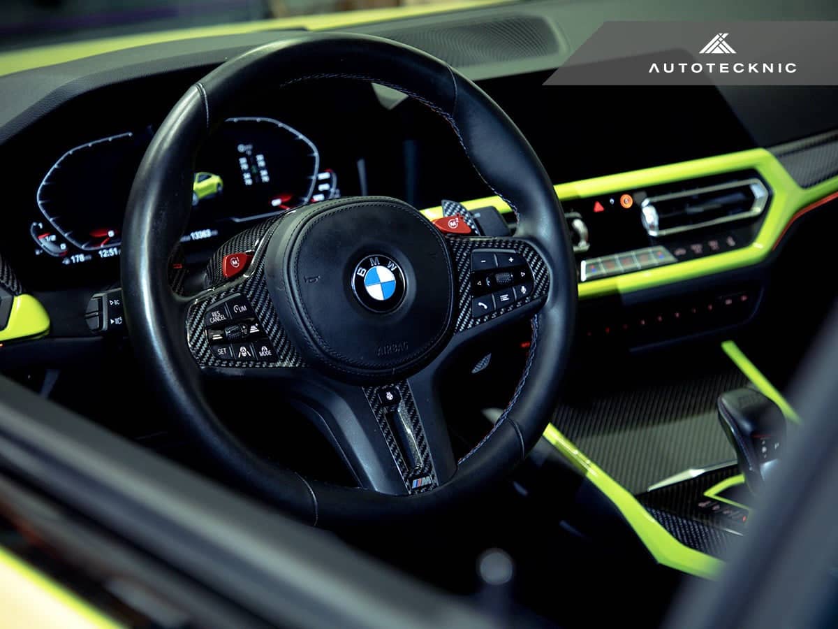 AutoTecknic Replacement Carbon Steering Wheel Top Cover - BMW G80 M3 | G82/ G83 M4