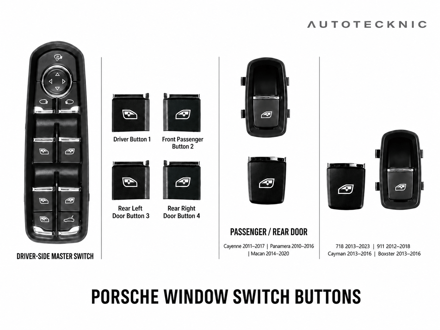 AutoTecknic Replacement Interior Window Switch Button - Porsche