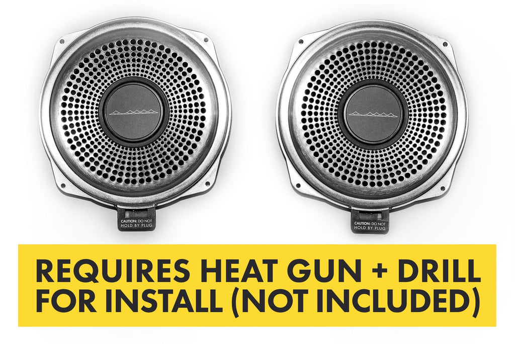 BACKORDERED - SHIPS SECOND HALF OF SEPTEMBER- RECOMMEND YOU ORDER NOW TO LOCK IN DISCOUNT AND LIMITED FUTURE INVENTORY - Bavsound Ghost Underseat Subwoofers for BMW, V3, 8 Ohm, Pair [REQUIRES HEAT GUN & DRILL]