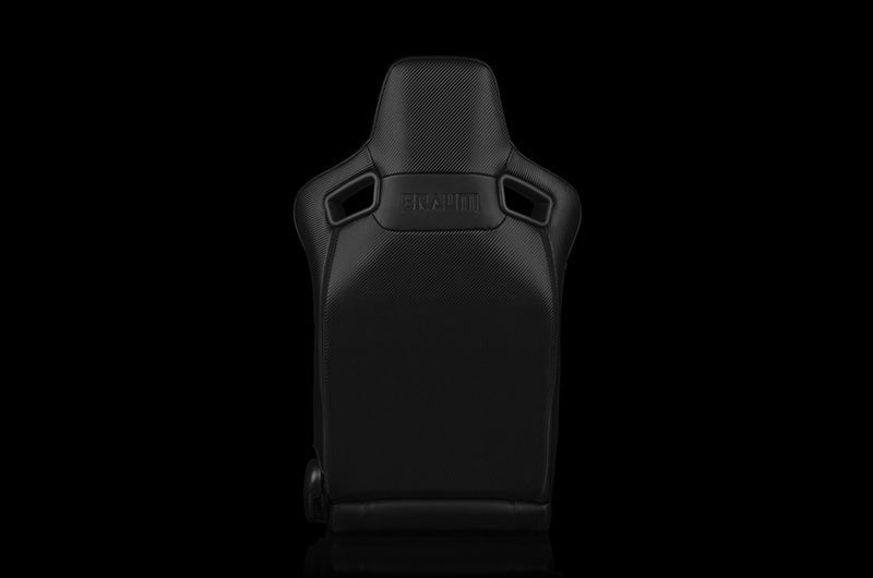 Braum Elite Series Sport Seats - Black Leatherette (Orange Stitching) Pair - Universal