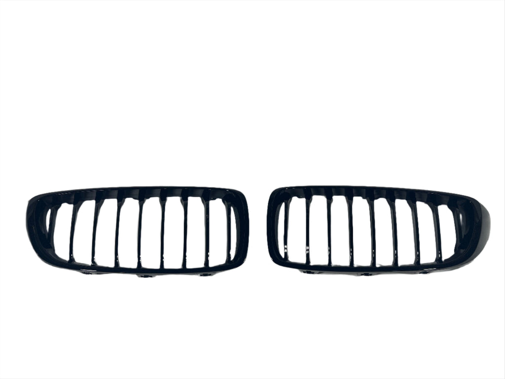 2014-2020 BMW 4 Series (F32 / F33 / F36) M4 Style Gloss Black Single Slat Kidney Grilles - Also Fits OEM F82 M4 & F80 M3