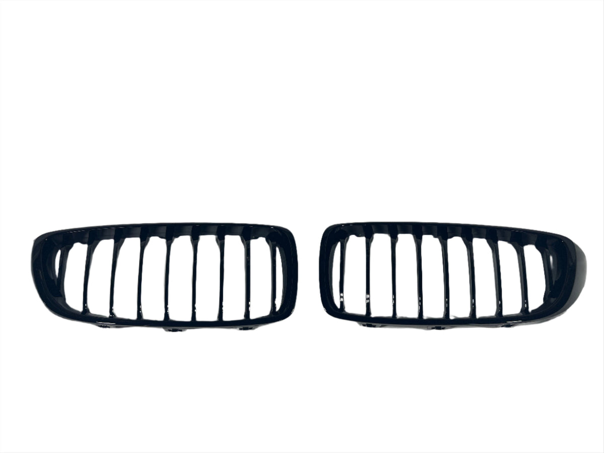 2014-2020 BMW 4 Series (F32 / F33 / F36) M4 Style Gloss Black Single Slat Kidney Grilles - Also Fits OEM F82 M4 & F80 M3