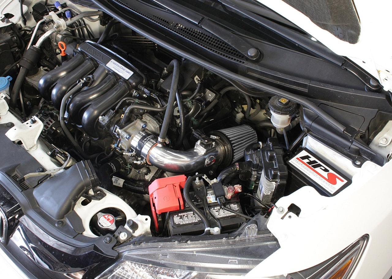 HPS Performance Shortram Air Intake Kit 2015-2018 Honda Fit 1.5L, Includes Heat Shield, Polish