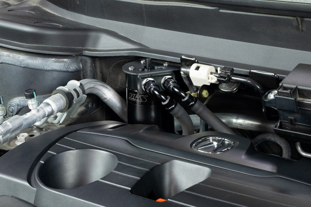HPS Performance Aluminum Oil Catch Can Kit 2019-2026 Acura RDX 2.0L Turbo, Black, 860-015WB