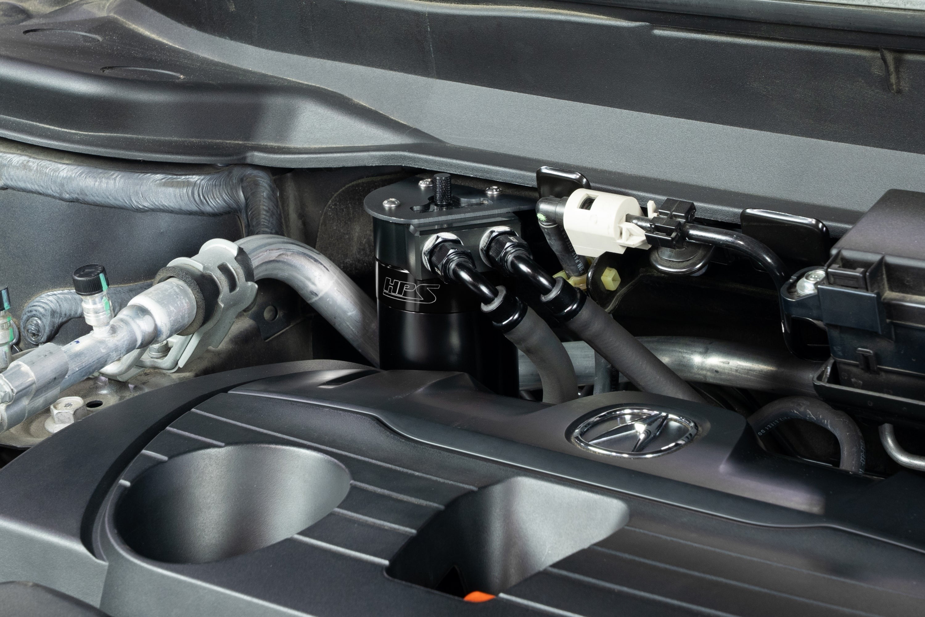 HPS Performance Aluminum Oil Catch Can Kit 2019-2026 Acura RDX 2.0L Turbo, Black, 860-015WB