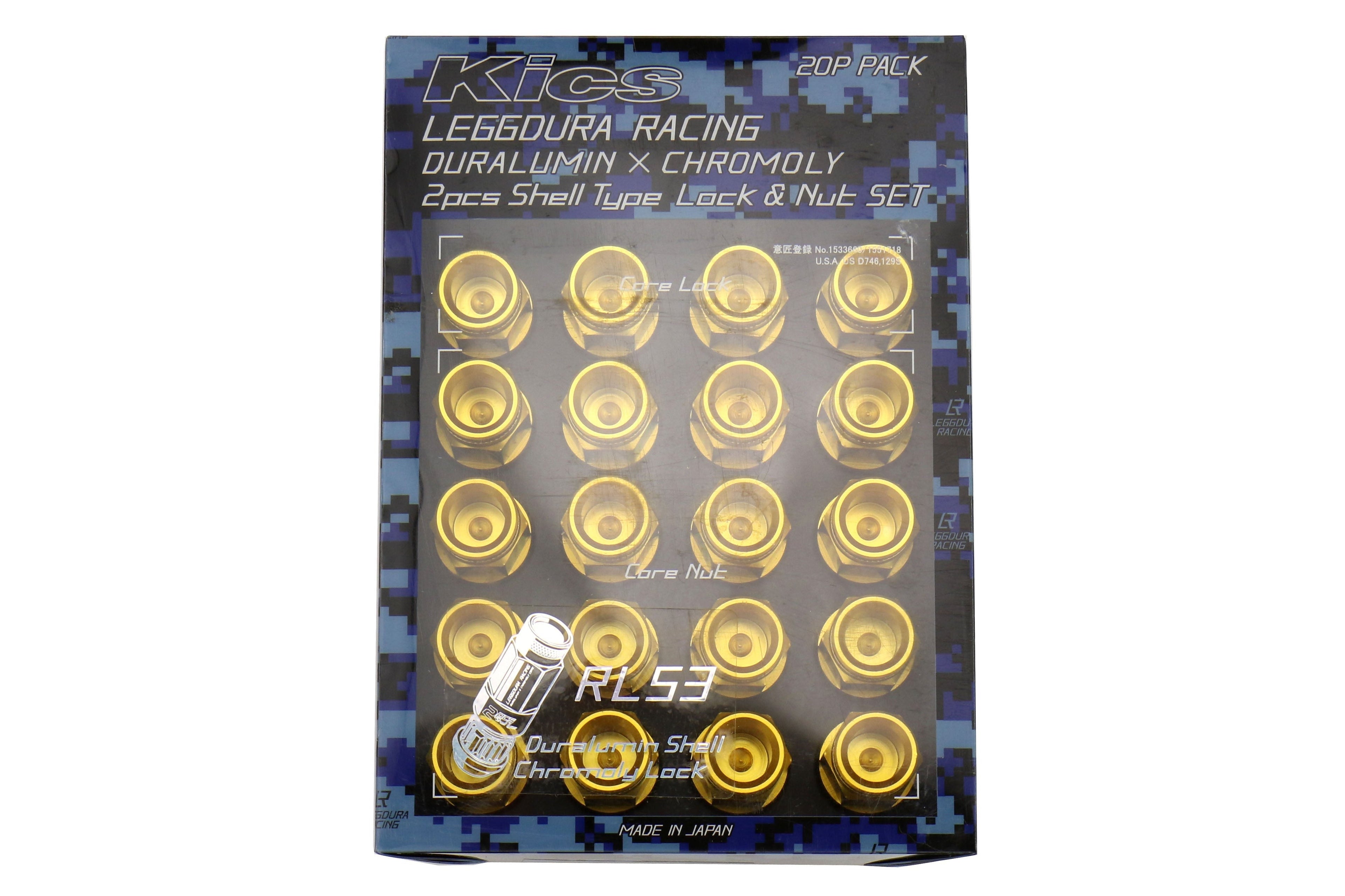 Project Kics Leggdura Racing Shell Type Lug Nut Set 53mm Open-End Look 12X1.25 Gold - Universal