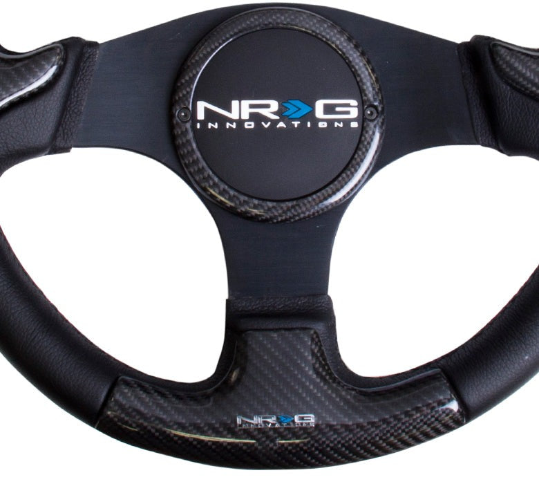 NRG 350mm carbon fiber steering wheel Black Frame With Black Stitching - Universal