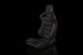 Braum Elite Series Sport Seats - Black Leatherette (Orange Stitching) Pair - Universal