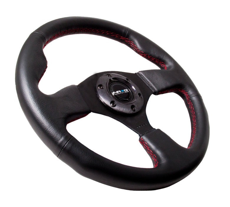 NRG Reinforced Steering Wheel 320mm Black w/ Red Stitch - Universal