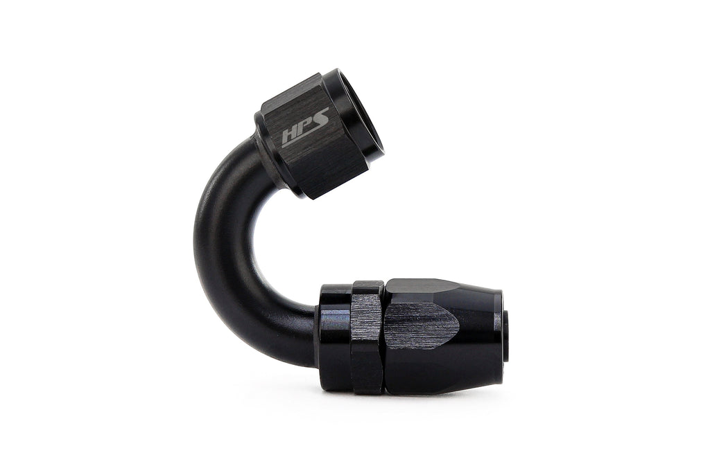 HPS Performance Compression Double Swivel Hose End to AN Female, Aluminum, Black