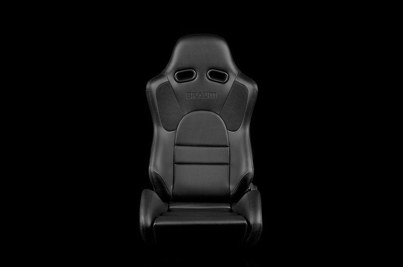 Braum Advan Series Sport Seats - Black Leatherette (Black Stitching) Pair - Universal