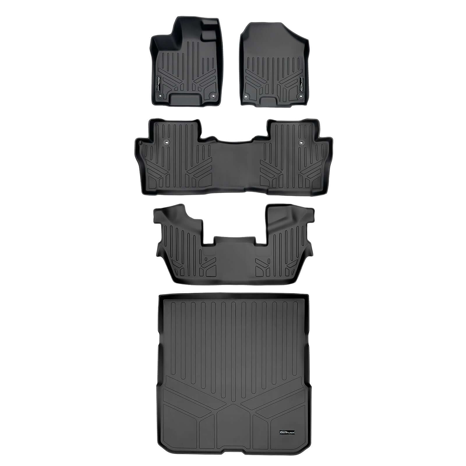SMARTLINER Custom Fit Floor Liners For 2016-2022 Honda Pilot (7 Passenger Model)