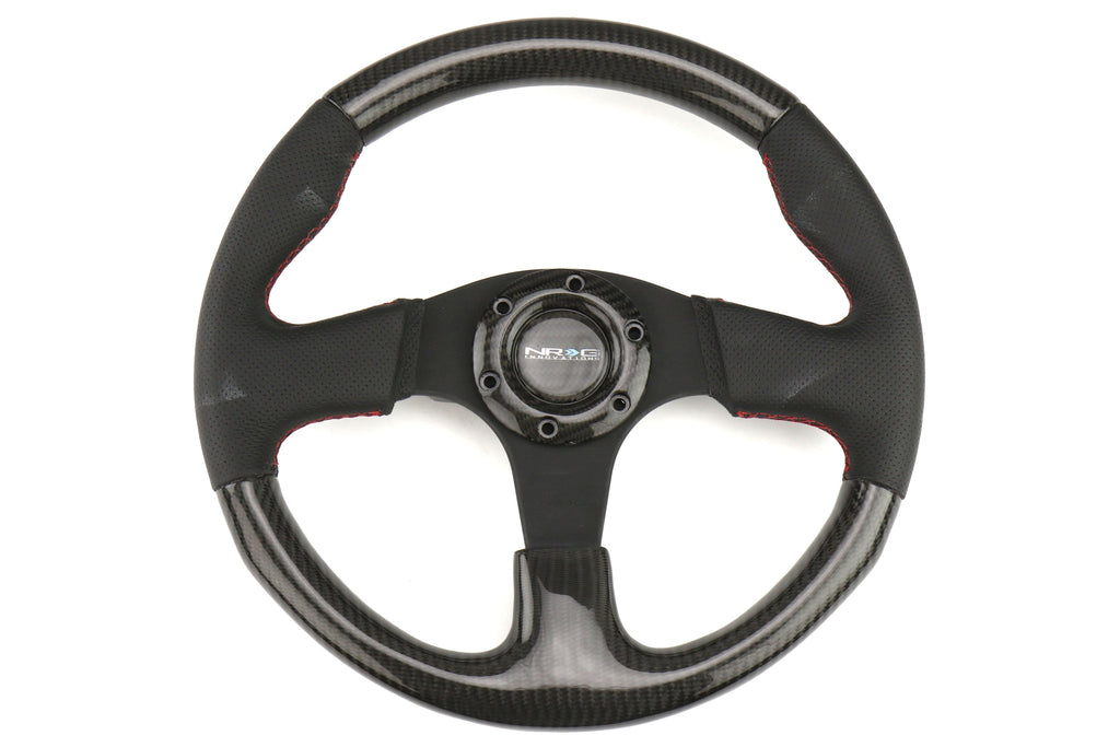 NRG 315mm Carbon Fiber Steering Wheel With Red Stitching - Universal