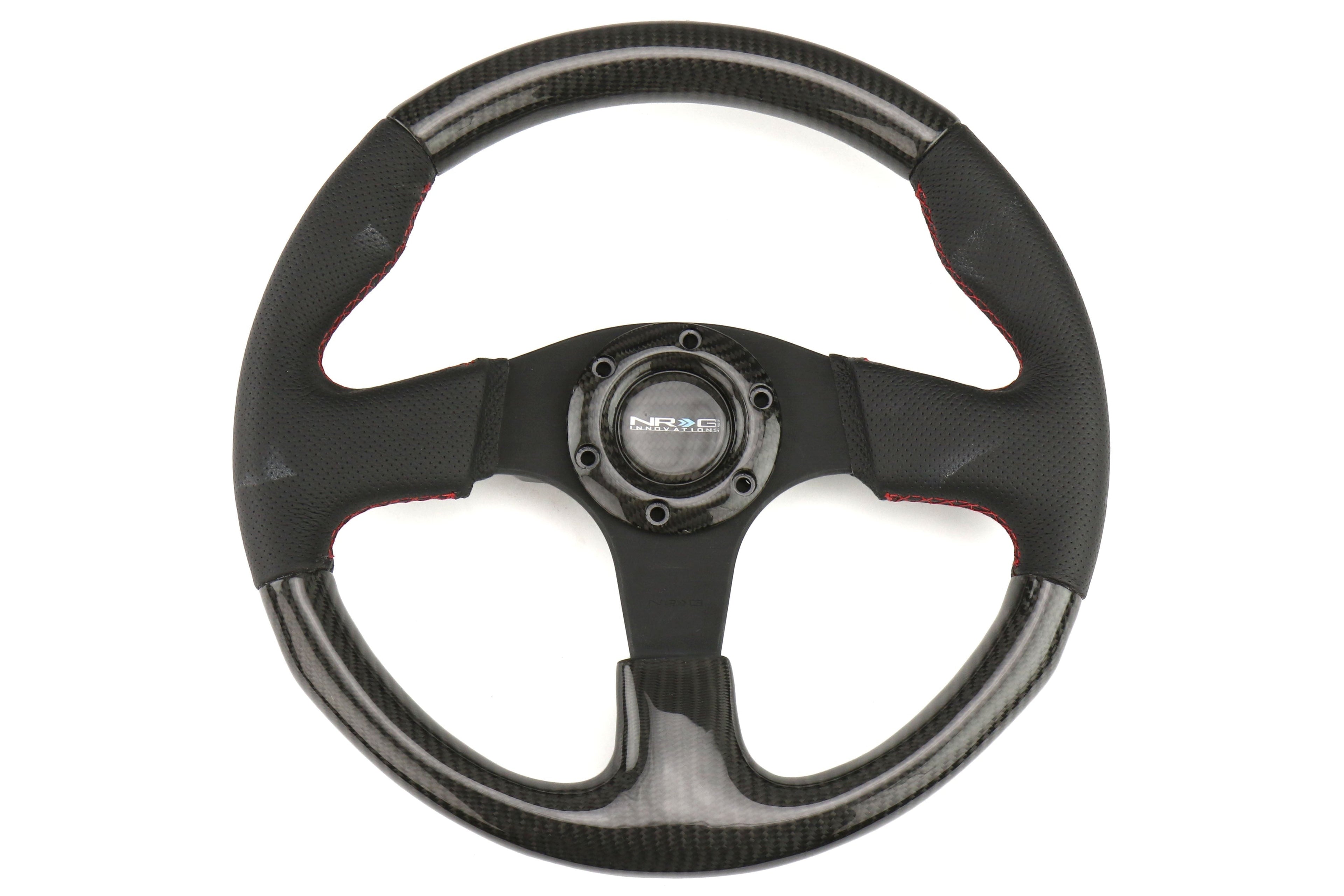 NRG 315mm Carbon Fiber Steering Wheel With Red Stitching - Universal