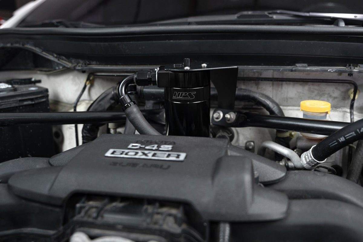HPS Performance Aluminum Oil Catch Can Kit 2013-2020 Subaru BRZ 2.0L FA20D, Black, 860-030WB