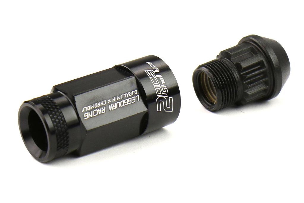 Project Kics Leggdura Racing Shell Type Lug Nut Set 53mm Open-End Look 12X1.25 Black - Universal