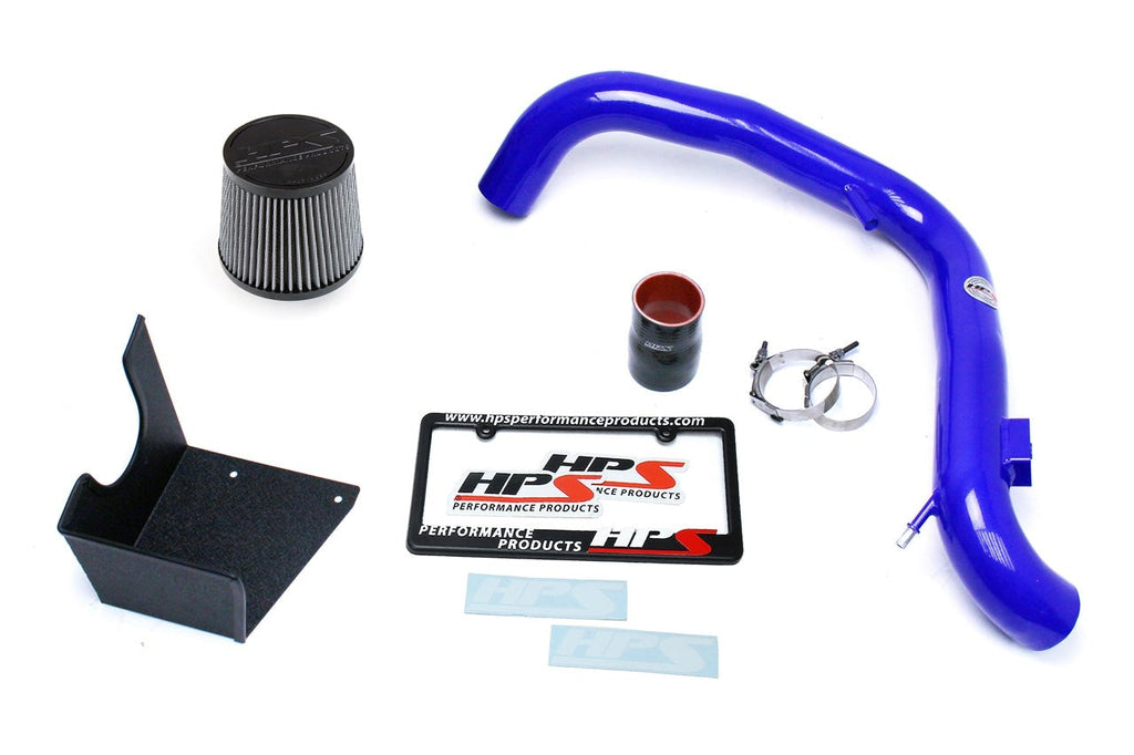 HPS Performance Shortram Air Intake Kit 2014-2015 Ford Fiesta ST 1.6L Turbo, Includes Heat Shield, Blue