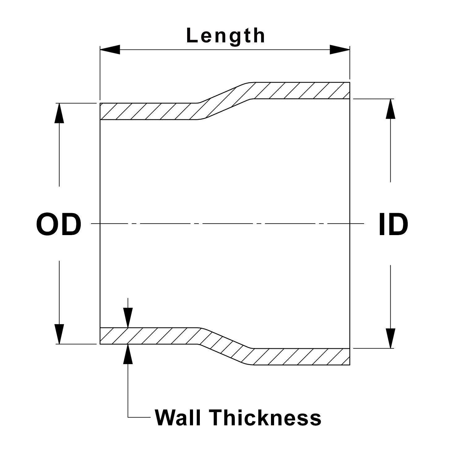 HPS 3-1/2" OD to 3-1/2" ID, 6061 Aluminum Slip Fit Transition Reducer Tube Joiner, 4" Long