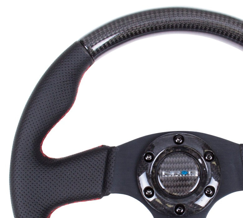 NRG 315mm Carbon Fiber Steering Wheel With Red Stitching - Universal