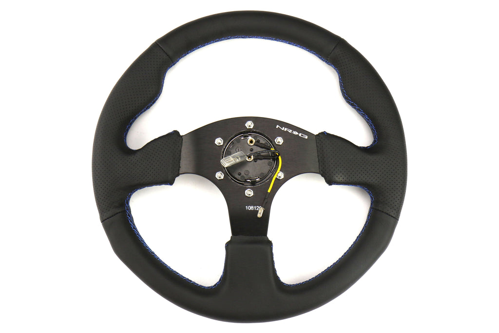 NRG Reinforced Steering Wheel 320mm Black w/ Blue Stitch - Universal