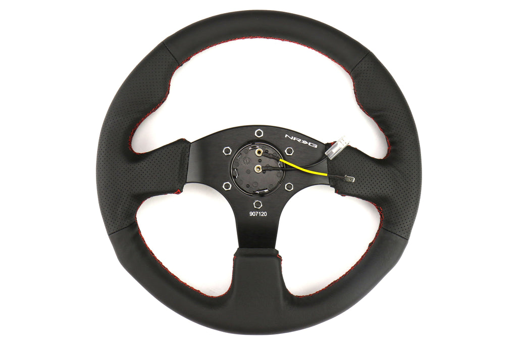 NRG Reinforced Steering Wheel 320mm Black w/ Red Stitch - Universal