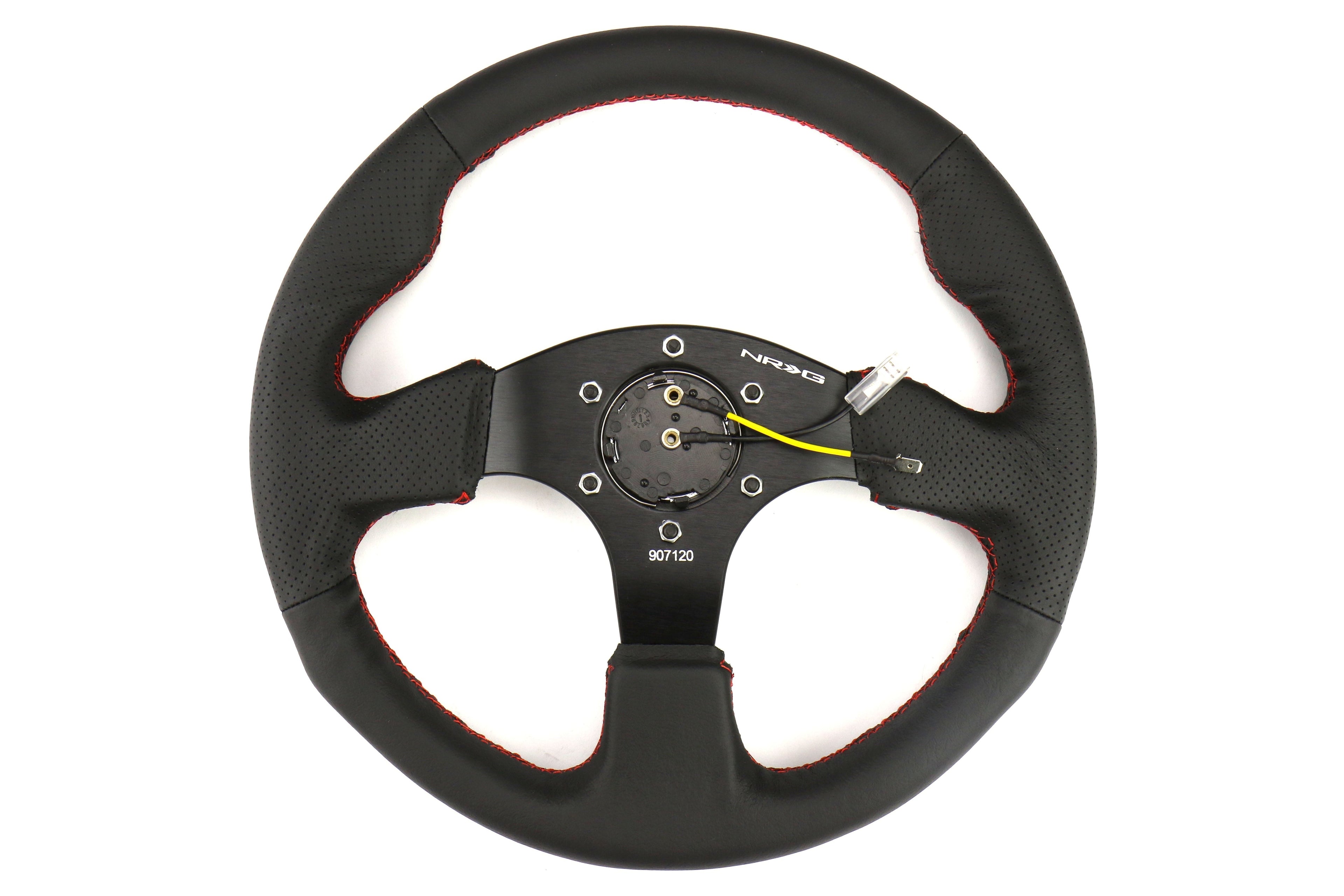 NRG Reinforced Steering Wheel 320mm Black w/ Red Stitch - Universal