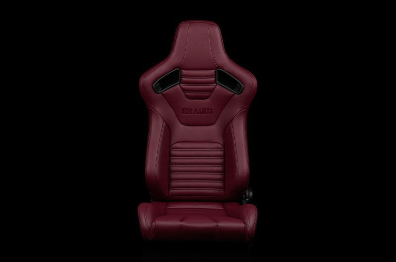 Braum Elite-X Series Sport Seats - Maroon Leatherette (Black Stitching) Pair - Universal