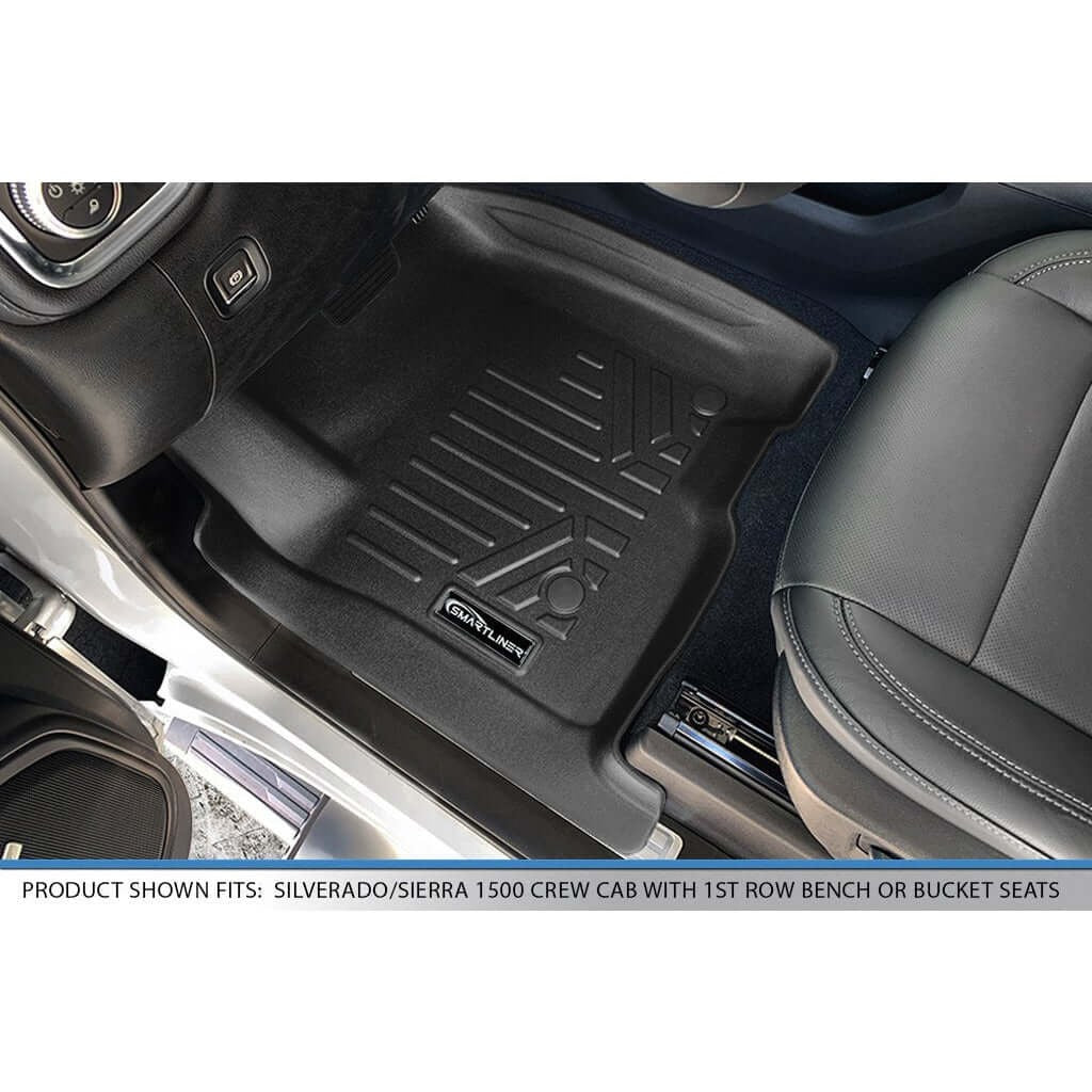 Smart TrimTM Floor Liners For 2019-2026 Chevy Silverado 1500 Double Cab | Carpet | (1st Row Bench) without OTH coverage [No 2nd Row Storage]