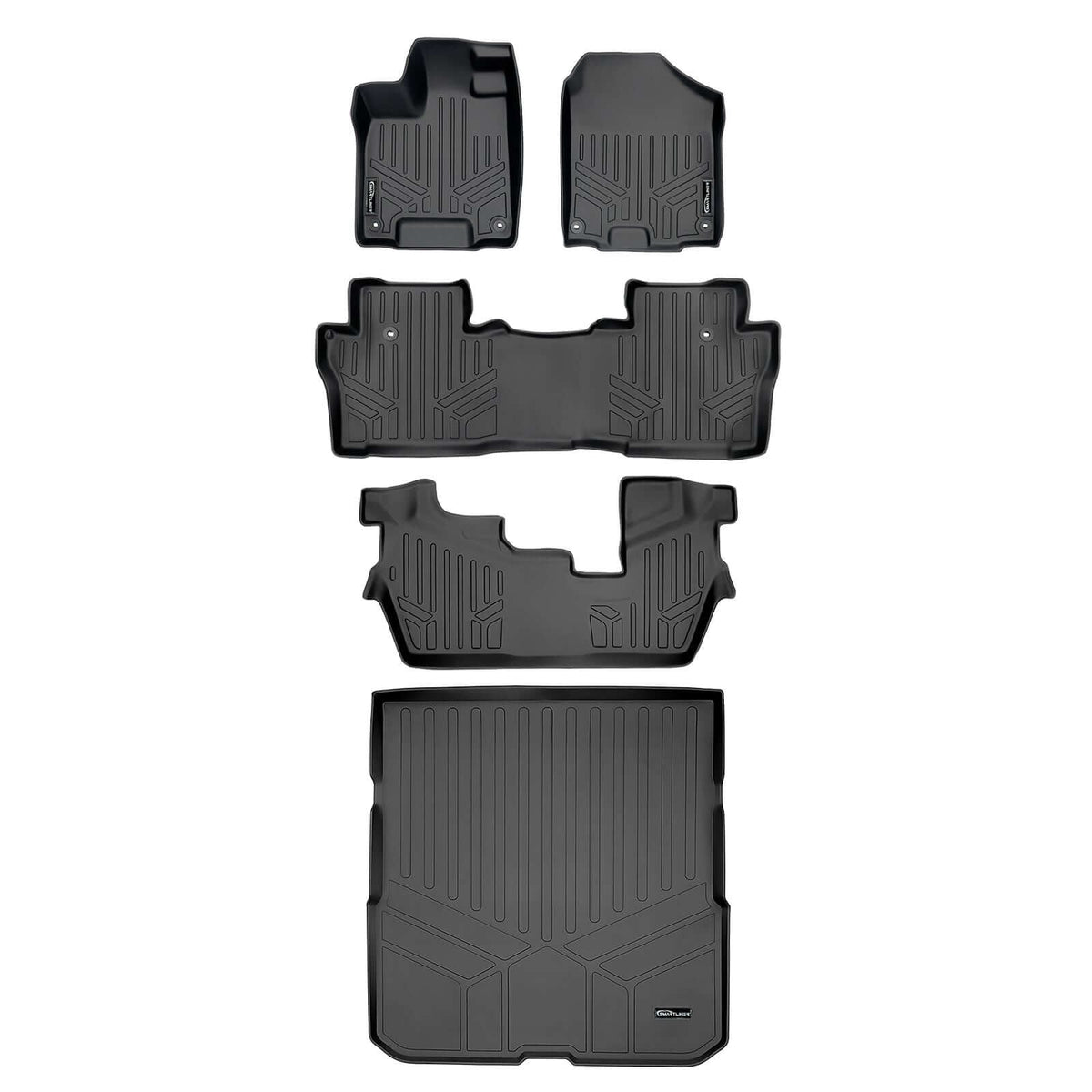 SMARTLINER Custom Fit Floor Liners For 2016-2022 Honda Pilot (8 Passenger Model)