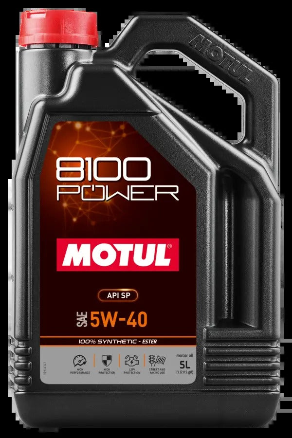 Motul 8100 Power 5W40 Synthetic Engine Oil (5 Liter Jug)