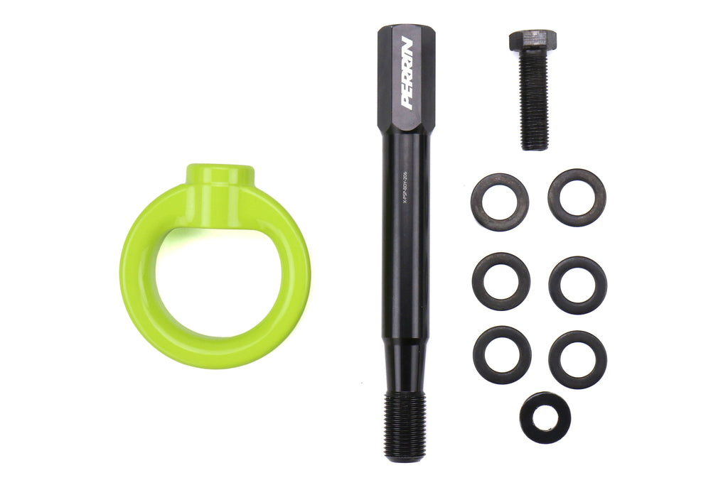 PERRIN Performance Rear Tow Hook Kit (Neon Yellow) - 2013-2016 Scion FR-S / 2013-2024 Subaru BRZ / 2017-2020 Toyota 86 / 2022-2024 GR86