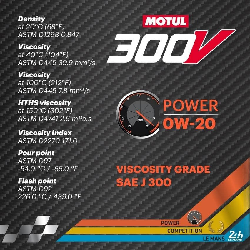 Motul 300V 0W20 Synthetic Motor Oil (2 Liter Can)