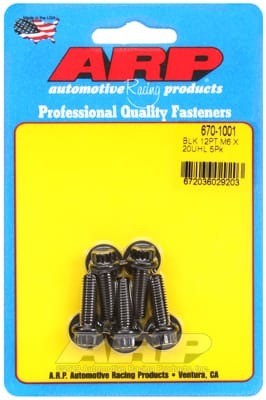 ARP M6 x 1.00 x 20 12pt Black Oxide Bolts (Set of 5)