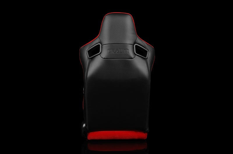 Braum Elite Series Sport Seats - Red Cloth (Black Stitching) Pair - Universal