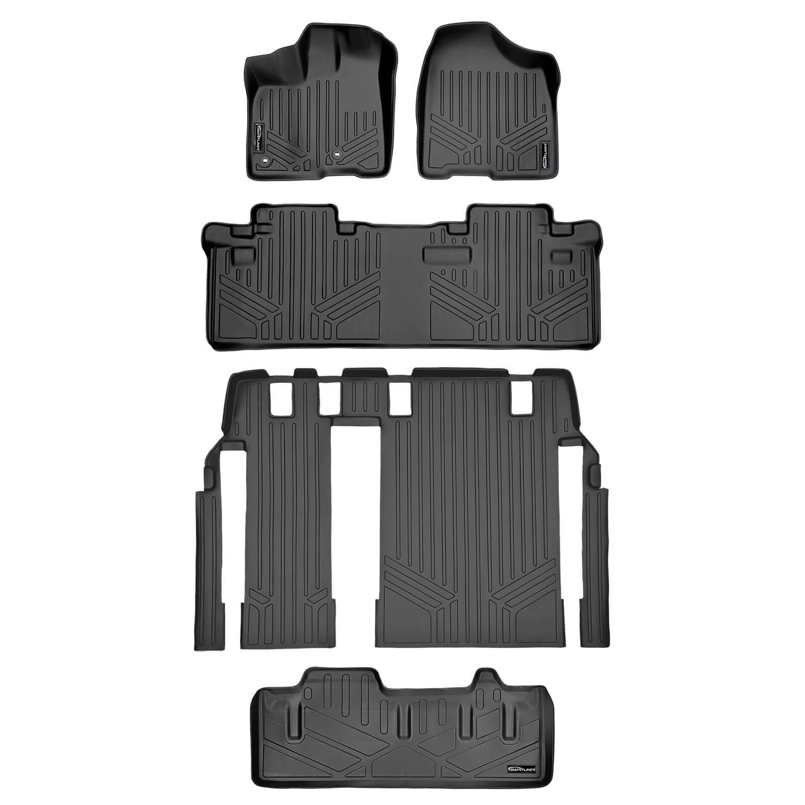 SMARTLINER Custom Fit Floor Liners For 2013-2020 Toyota Sienna (8 Passenger Model)