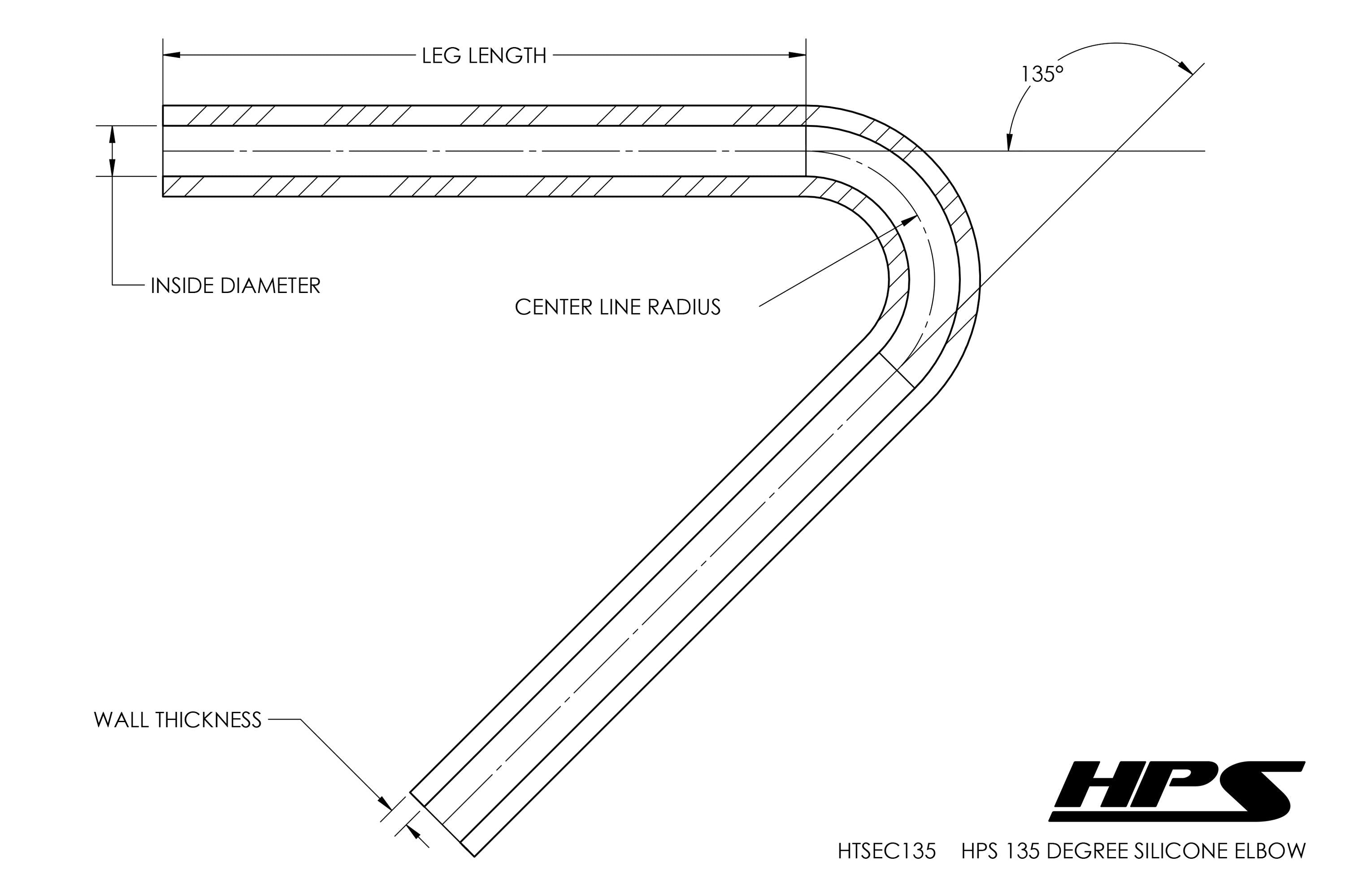HPS 1-3/4" Silicone 135 Degree Elbow Coupler Hose, High Temp 4-ply Reinforced (45mm ID)