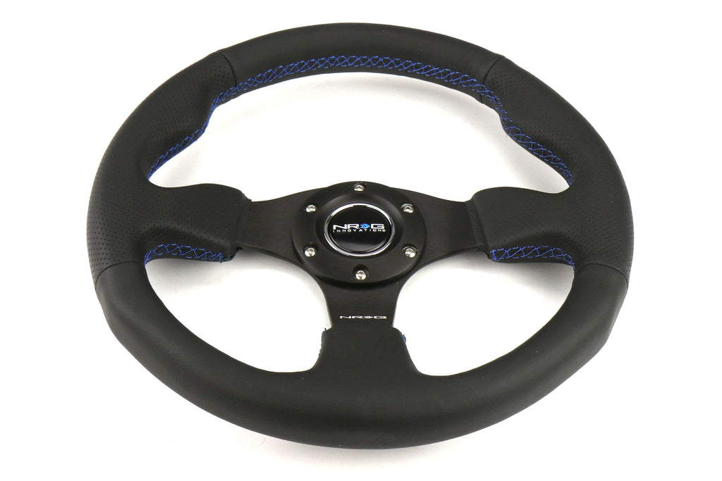NRG Reinforced Steering Wheel 320mm Black w/ Blue Stitch - Universal