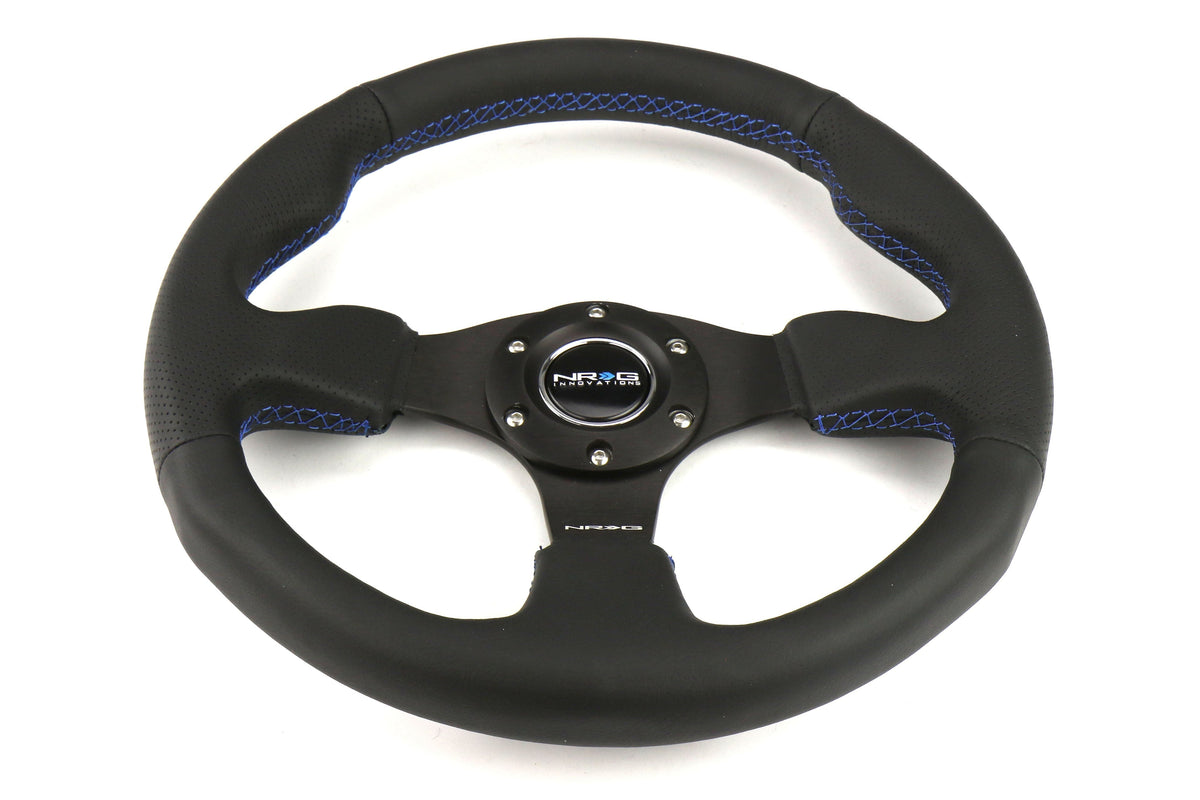 NRG Reinforced Steering Wheel 320mm Black w/ Blue Stitch - Universal